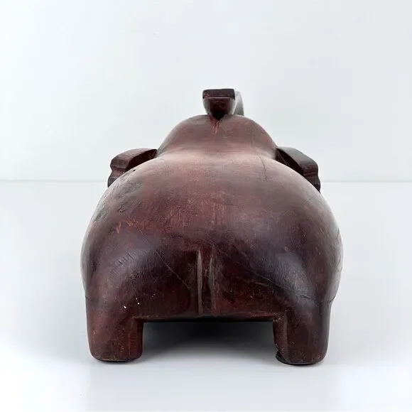 Vintage 1950's Opium Den Pillow: Hand-Carved 16 Chinese Wood Elephant Pillow